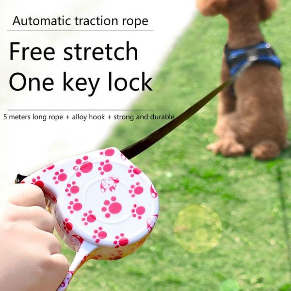 

[auto retractable dog rope] rope traction small and medium-sized chain walking teddy cat pattern collars & leashes