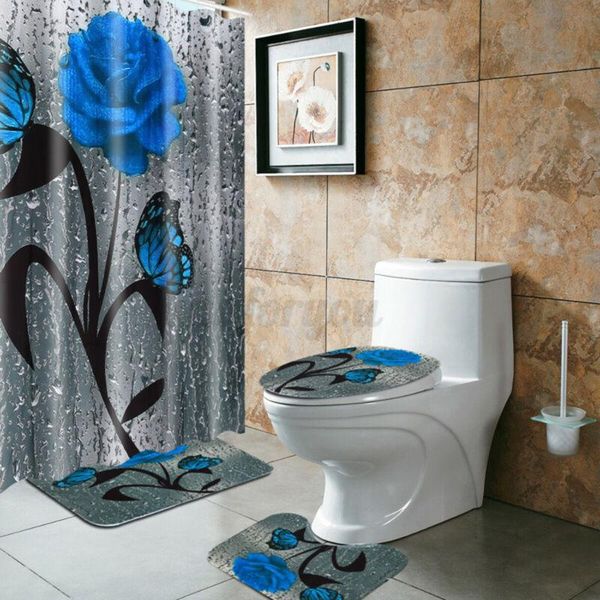 

shower curtains decoration curtain bathroom fabric waterproof mat rings hook lid