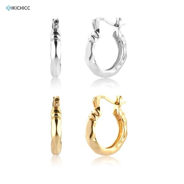 

hoop & huggie kikichicc 925 sterling silver gold 19mm big hoops irregular geometric circle round ovals women rock punk jewelry clips, Golden;silver