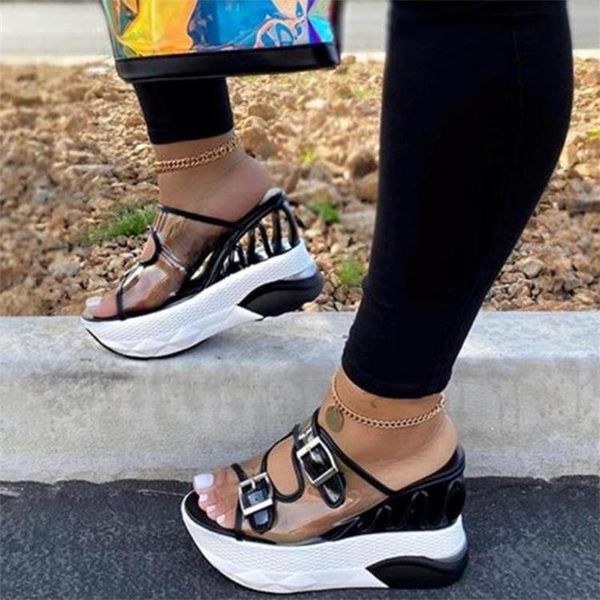 

sandals summer women womens platform wedges shoes clear sandles slippers sandels for female sandalias 35-43, Black