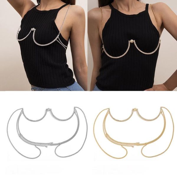 

belts body jewelry woman chest bracket bras chain u-shape exotic apparel round underwear women gift, Black;brown