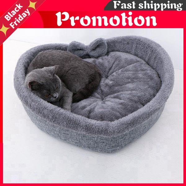 

cat beds & furniture universal dog bed print pet heart-shaped nest kennel super soft cotton velvet winter warm cats