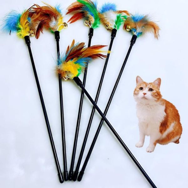 

bird funny cat stick toy pet feather bell wand supplies toys