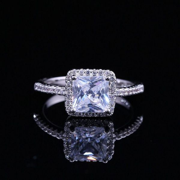 

wedding rings luxury female small lab ring engagement solitaire for women, Slivery;golden