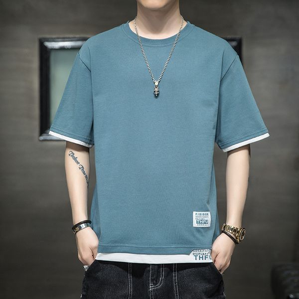 

men's t shirts short sleeve 2021 summer fashion brand ins casual korean round neck coat wear, White;black