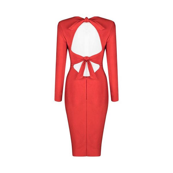 

casual dresses black red long sleeve elastic women winter elegant party pencil club bandage bodycon dress, Black;gray