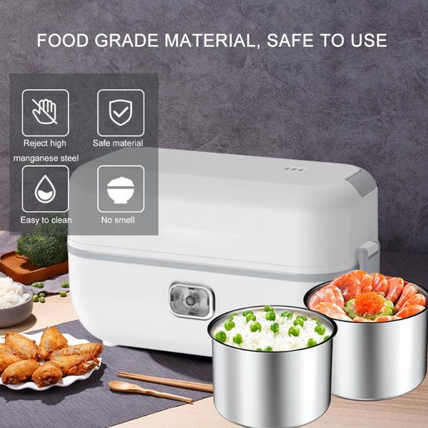 

dinnerware sets stainless steel electric lunch box thermal soup heating steamer cooking container portable office mini rice cooker 220v