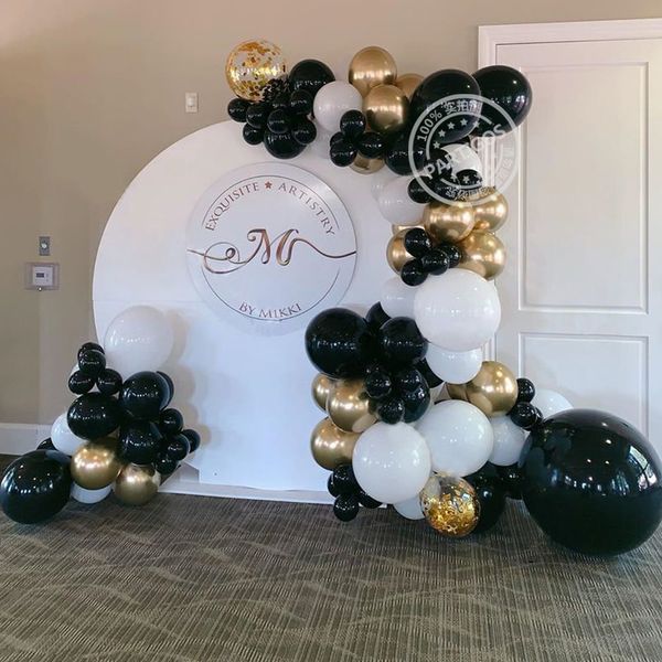 

118pcs black gold white chrome metal balloons garland arch kit baby shower birthday wedding engagement anniversary party decor