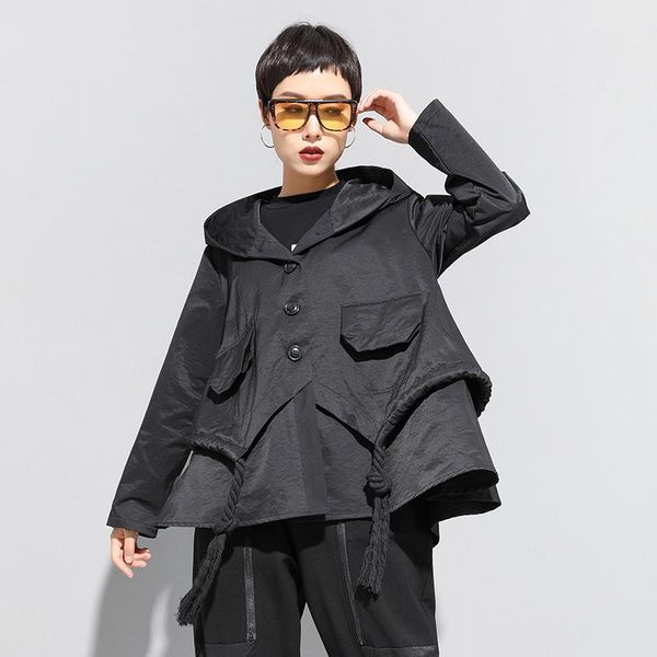 

women's jackets special fashion pure black spring jacket windbreaker hooded baby shirt version a top, Black;brown