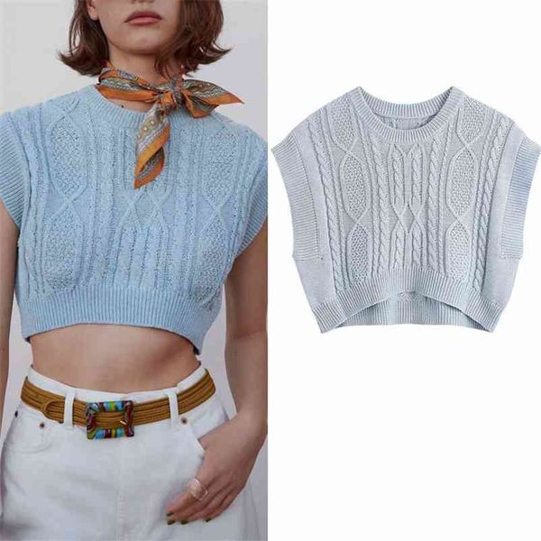 

summer women short knitting tank camis solid sleeveless za o-neck female casual clothing 210513, White