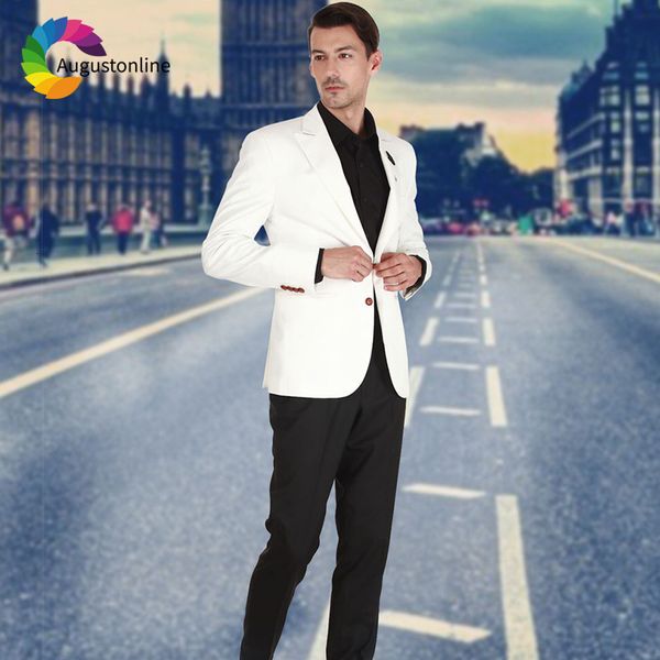 

men's suits & blazers men for wedding white slim fit bridegroom groom costume prom formal tuxedo man blazer traje hombre 2 pi, White;black
