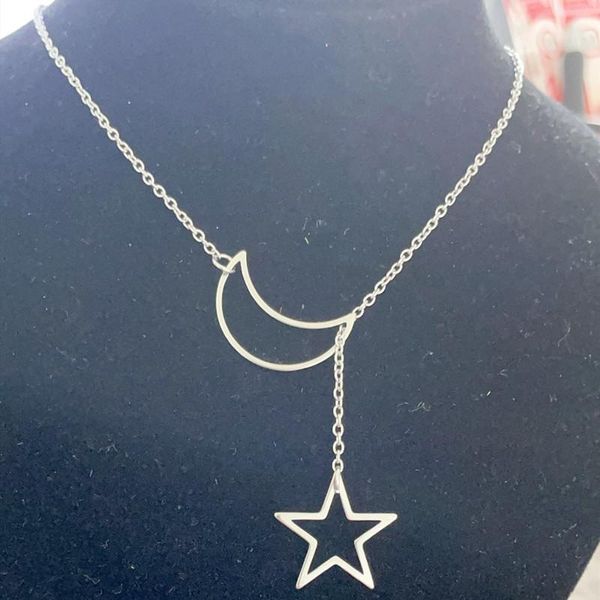 

chains creative necklace woman stars moon necklaces women pendant ladies lady jewelry silver color trendy alloy collier