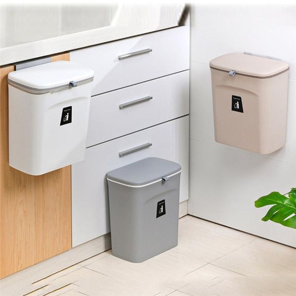 

waste bins kitchen cabinet wall-mounted trash can with sliding-lid garbage bucket home car toilet storage cleaning tool rubbishholder