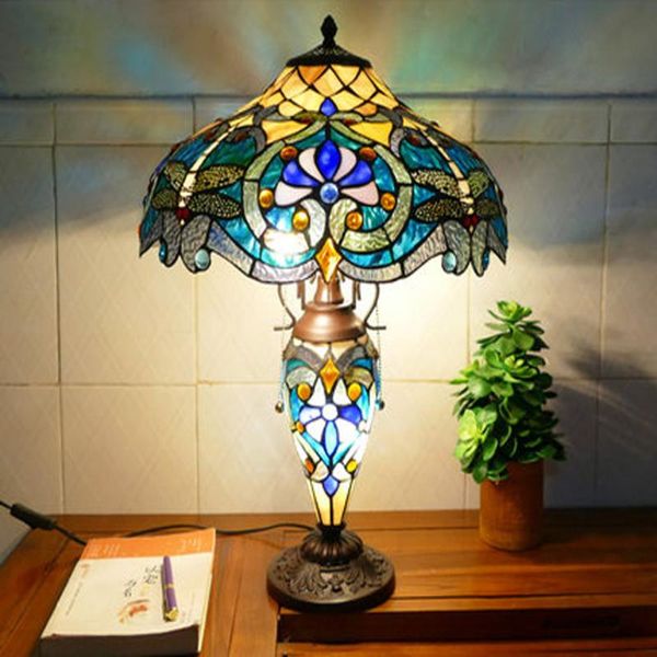 

table lamps tiffany living room bedroom bedside stained glass desk lamp retro study el art