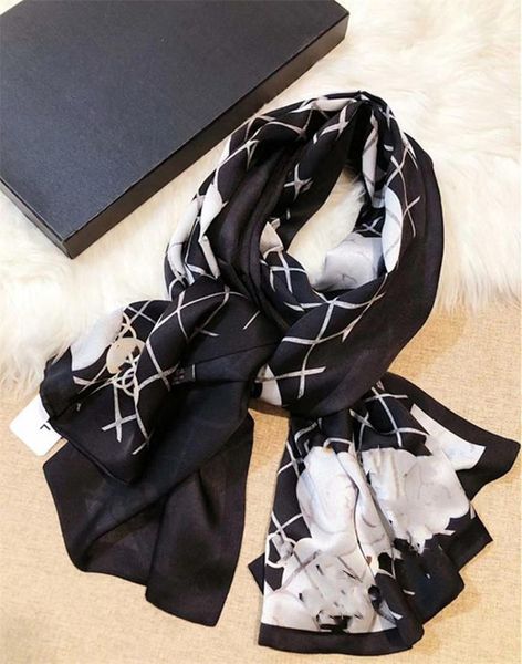 

65-180cm new brand womens senior long double chiffon silk shawls 7 colors fashion tourism soft designer luxury gift scarves printing scarf, Blue;gray