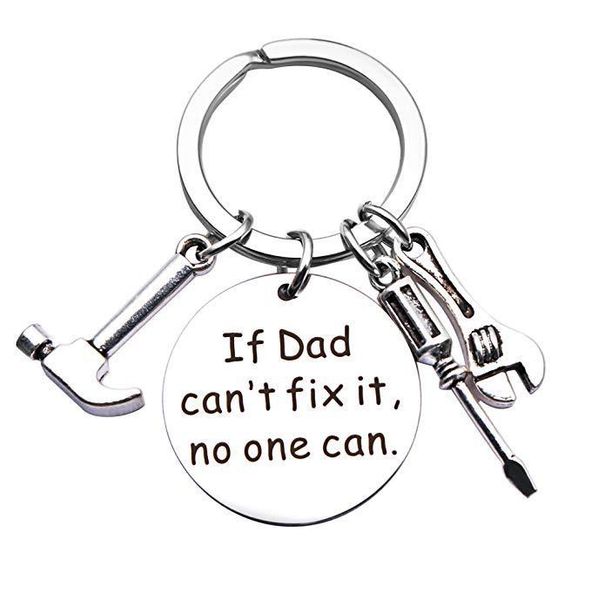 

keychains father's day gift keychain if dad can't fix it tool key chain ring birthday gifts present for man fish hook, Silver