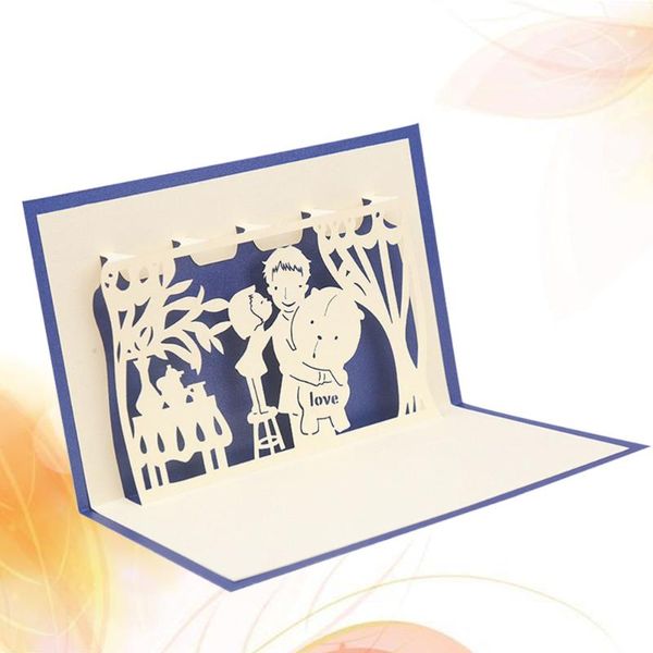 

greeting cards 1pc 3d stereoscopic father's day paper carving gift for festival