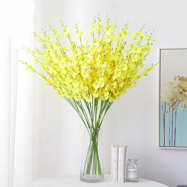 

decorative flowers & wreaths single branch artificial flower dancing orchid fake yellow plastic phalaenopsis bouquet wedding home diy decora