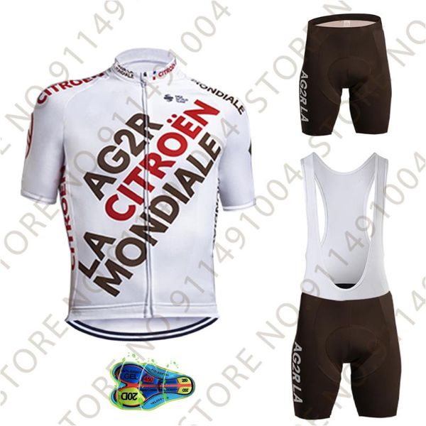 AG2R 2021 Ciclismo Jersey Set Team Mens Verão Roupas Roio Bike Camisas Terno Bicicleta Big Briefs MTB Vestuário Ropa Maillot Cyclism Corrida Conjuntos