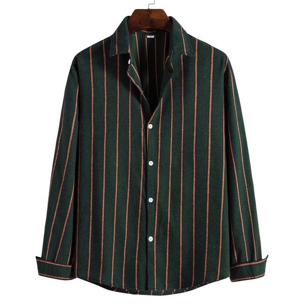 

men's casual shirts stripe print shirt long sleeve single breasted turn-down collar social male oversized tee d924#, White;black