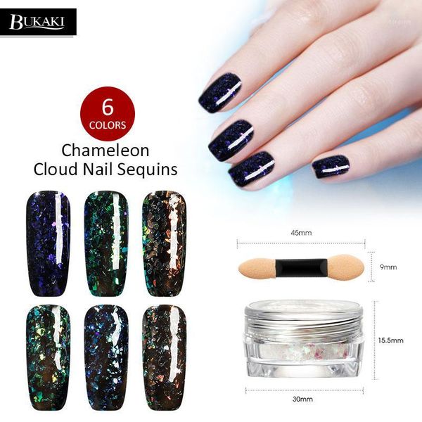 

6 colors cloud chameleon paillette irregular flakies sequins coral color manicure decorations nail art tools1, Silver;gold