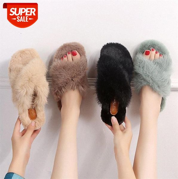

korean style plush slippers, flat-bottomed crossover and velvet women's shoes, direct supply #k26u, Black
