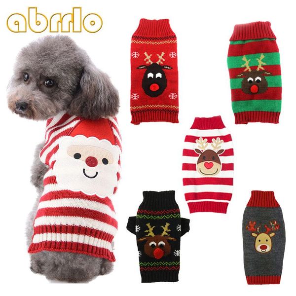 Cão Apparel Abrrlo Christmas Pet Sweater Xmas Rena Papai Noel Roupas Quentes para Cães Médios Fatume Dachshunds