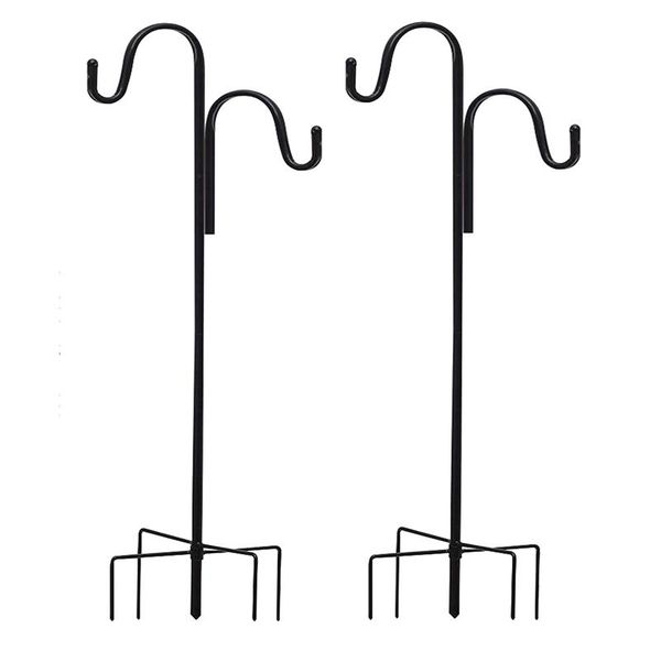 

hooks & rails 2 pack shepherd crook adjustable with 5 prong base,for bird feeders,flower ball, plant and christmas decorations