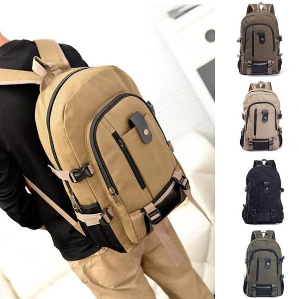 

backpack men's canvas large-capacity schoolbag explosion solid color rucksacks fashion casual travel sport bag