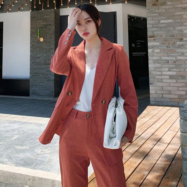 

women's two piece pants women jacket blazer suit fashion office lady autumn spring female work wear elegant, White