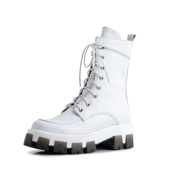 

asumer genuine leather boots of women make lace up to black white autumn fashion women's shoes