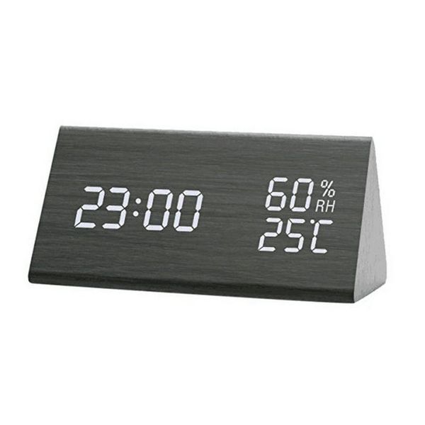 

other clocks & accessories led wooden triangle electronic clock manually adjust brightness mode 12 / 24-hour system humidity function