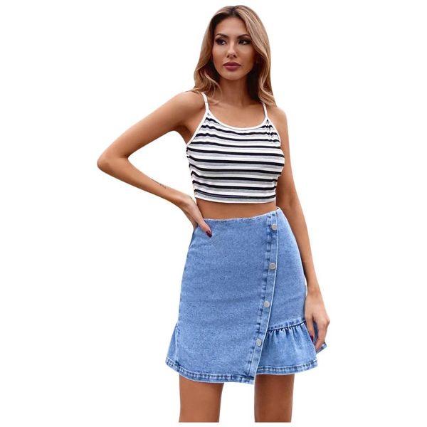 

skirts woman trendy washed irregular denim skirt female summer high waist elastic bodycon hip saia jeans, Black
