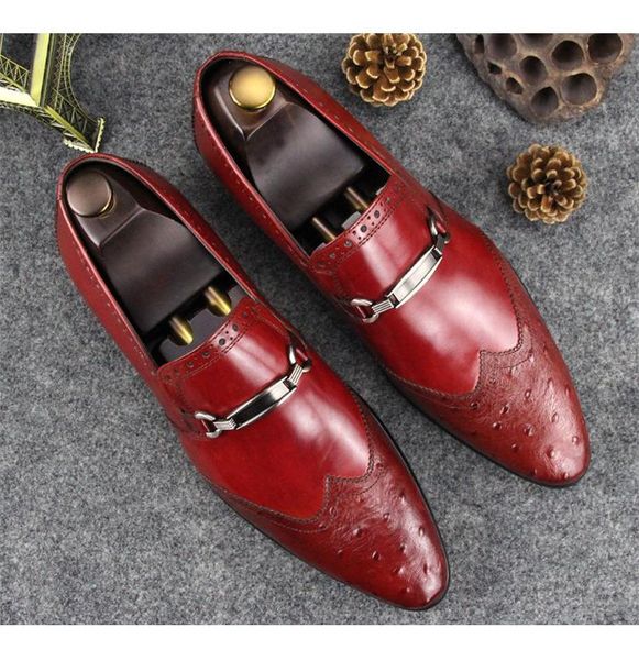

dress shoes red retro man wedding oxfords slip on italy male real leather runway fashion men barque sapatos hombre, Black