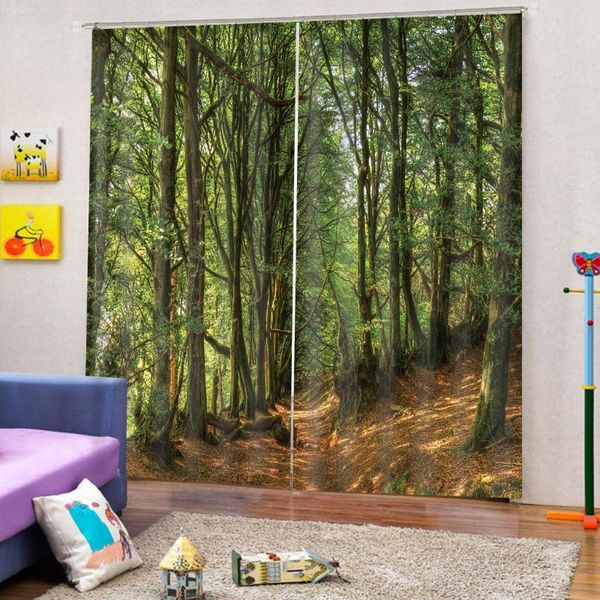 

curtain & drapes custom any size modern green forest woods landscape shower curtains for living room bedroom blackout decoration