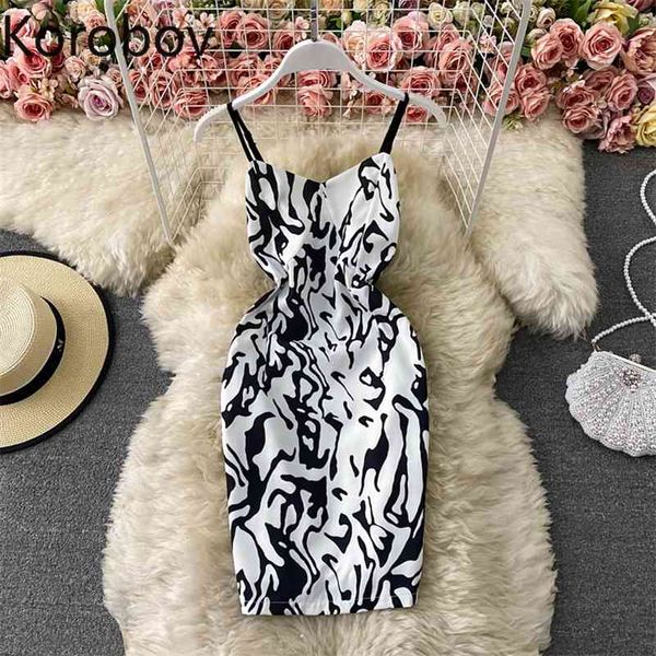 

korobov v neck spaghetti strap dress women contrast color slim waist mini camisole dresses female elegant robe femme summer new 210430, Black;gray
