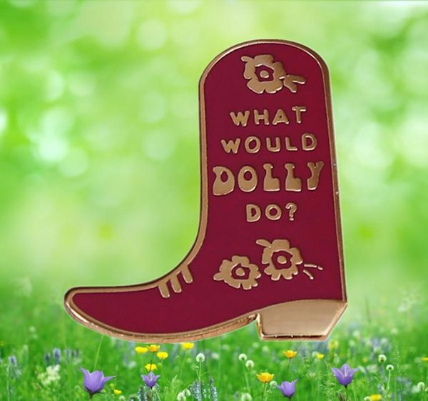 

pins, brooches parton cowboy boot enamel pin i will always love you jolene coat of many colors western cowgirl country music brooch, Gray