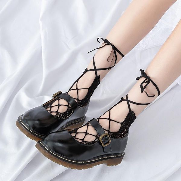 

other event & party supplies fashion women japanese tide black white cotton sox with long rope strap cross bow knot lolita anime cosplay