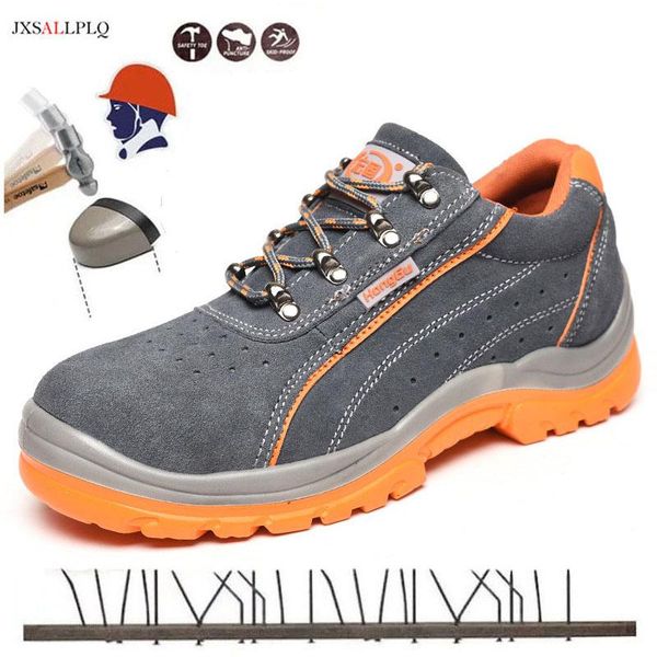 

boots wholesale men's safety shoes high-quality leather breathable deodorant work anti-smashing anti-puncture sports, Black