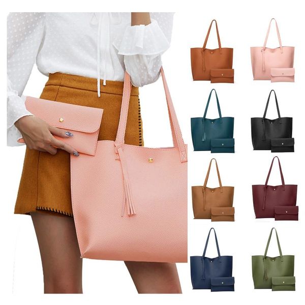 

waist bags 2021 pack bag ladies fashion handbag solid color tassel single shoulder two piece tote