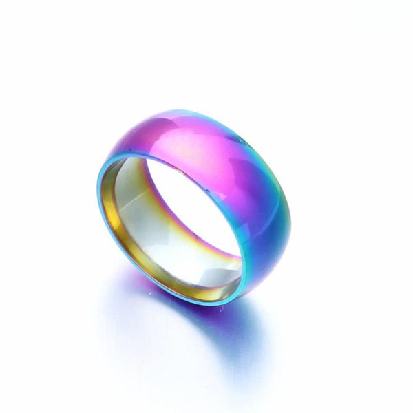 

cluster rings 8mm rainbow titanium steel ring for men and women, Golden;silver