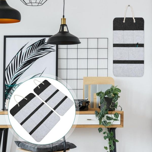 

storage bags 1 set 2pcs felt hanging for home office (light grey)