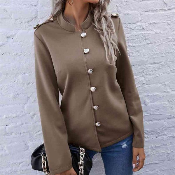 

autumn clothes women blazers long-sleeved slim suit short coat single breasted vintage black blazer office lady 210508, White;black