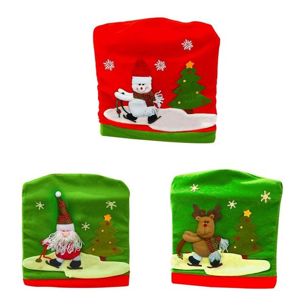 

christmas chair cover cute reindeer santa claus snowman skiing print dining caps slipcovers home party dÃ©cor 57cm x 46cm covers