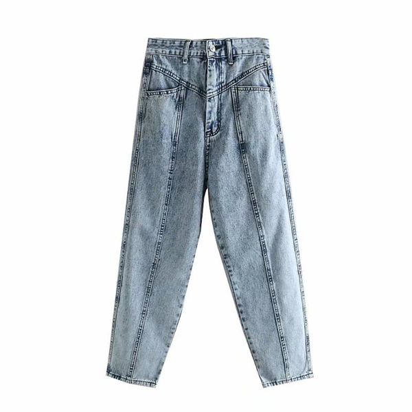 

women's jeans spring and autumn clothing european american style retro high waist all-match straight-leg casual, Blue