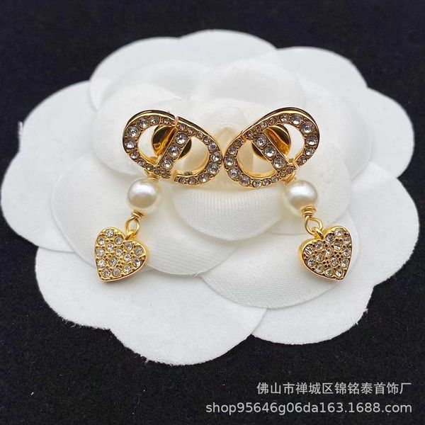 

d family 21 new cd pearl heart earrings pendant tassel s925 sier needle, Golden