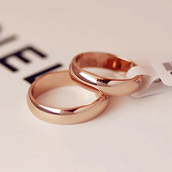 

wedding rings 4mm wholesale simple ring fashion rose gold men's and women's exclusive couple, Slivery;golden