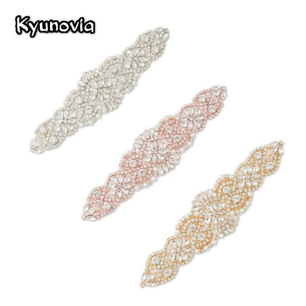 

wedding sashes sparkly crystal rhinestone applique with pearls for bridal sash belt dress garters headpieces diy embellishments kg04, White