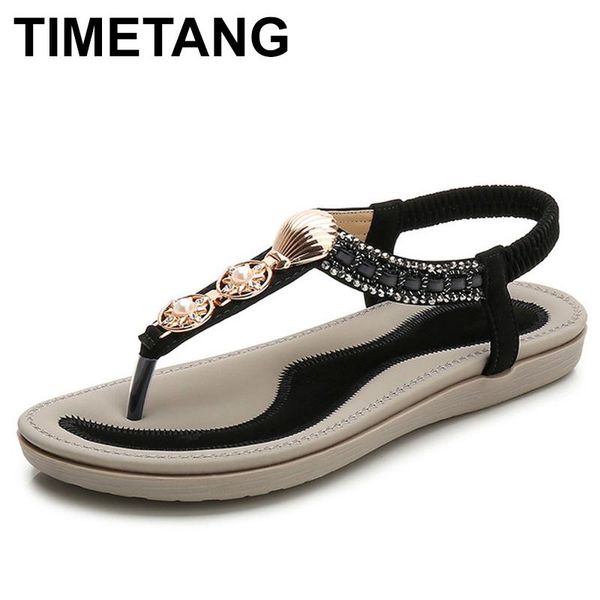

women flip flops sandalias ladies flat bohemia beach sandals woman summer shoes metal decoratione488, Black
