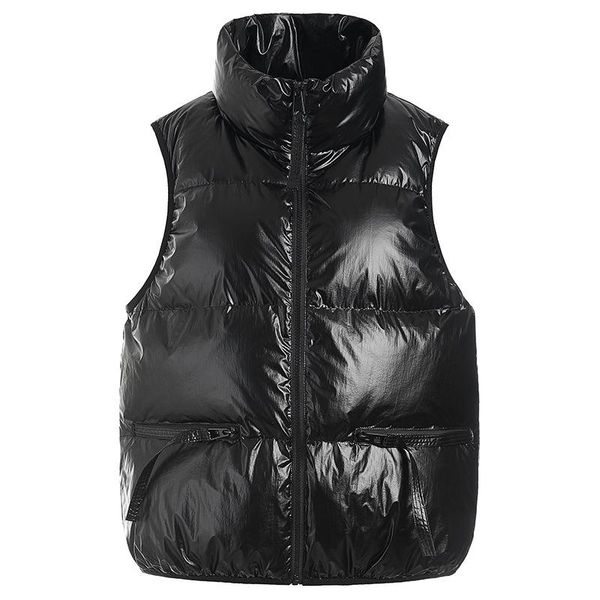 

women's vests autumn and winter 2021 down cotton waistcoat for female short student loose shoulder vest jacket, Black;white